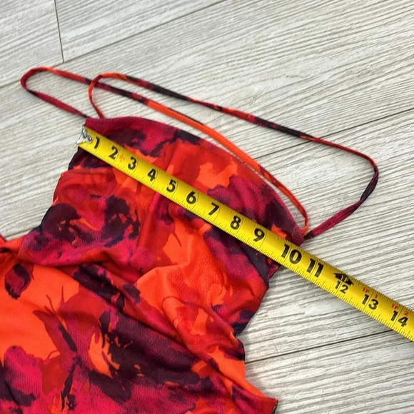 Lulus Heart on Fire Orange Floral Print Backless Lace-Up Mini Dress size Medium - Picture 11 of 12